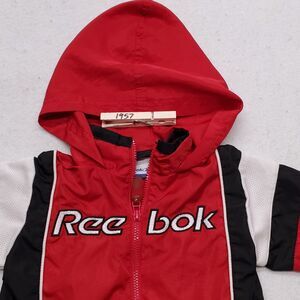 Reebok Hooded Long Sleeve Zip Up Jacket Toddler Boys Size 3M Red Black White